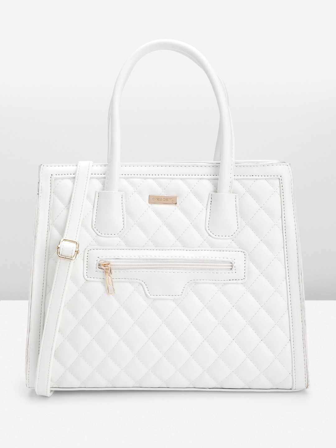 

DressBerry Quilted Structured Handheld Bag, White