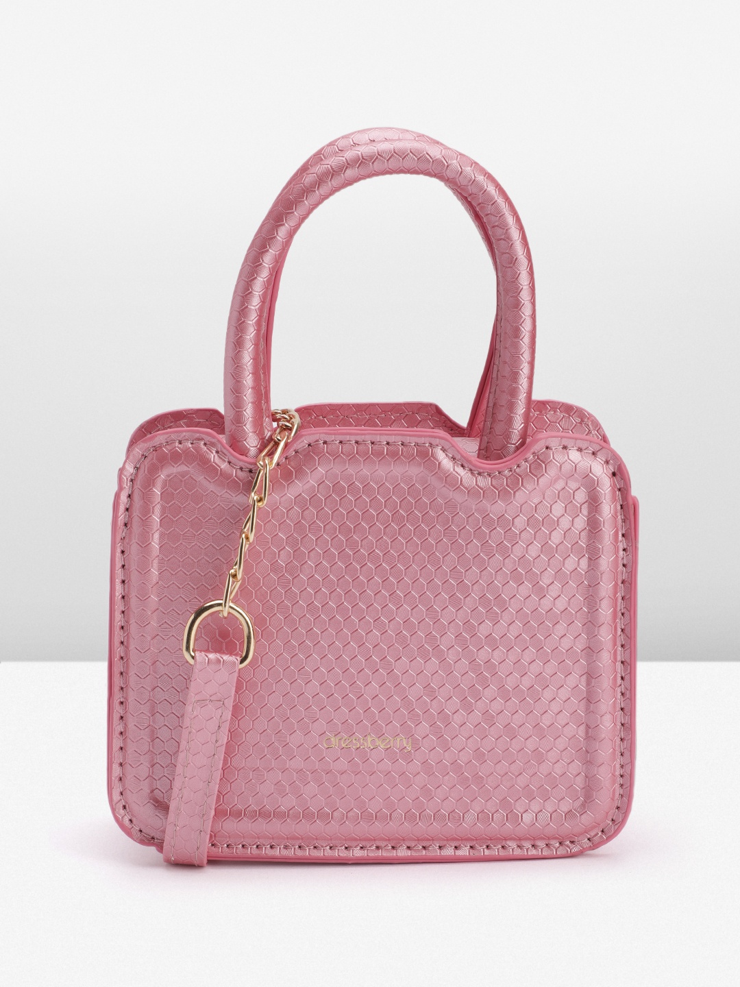 

DressBerry Textured Structured Handheld Bag, Pink