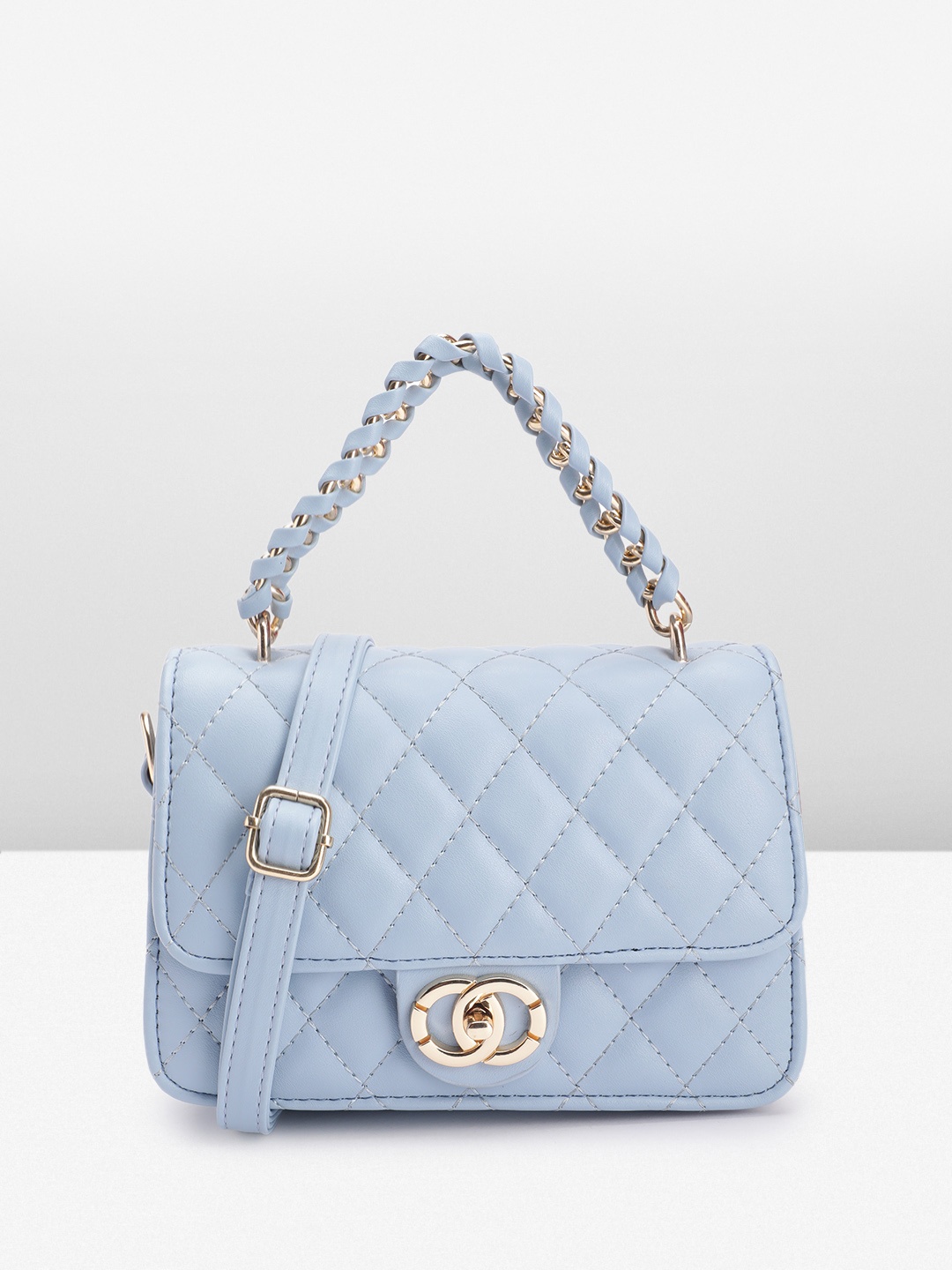 

DressBerry Structured Quilted Satchel Bag, Blue