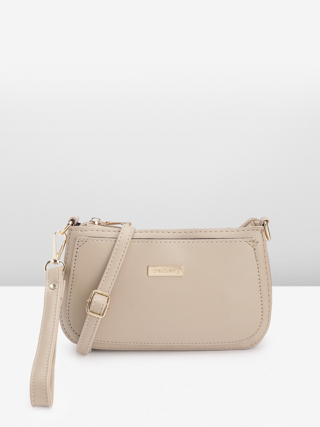 

DressBerry Structured Sling Bag with Wrist Loop, Beige