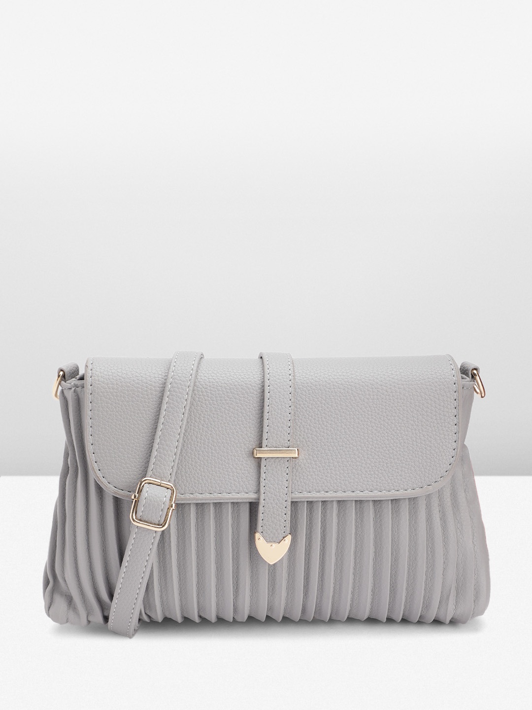

DressBerry Structured Pleated Sling Bag, Grey