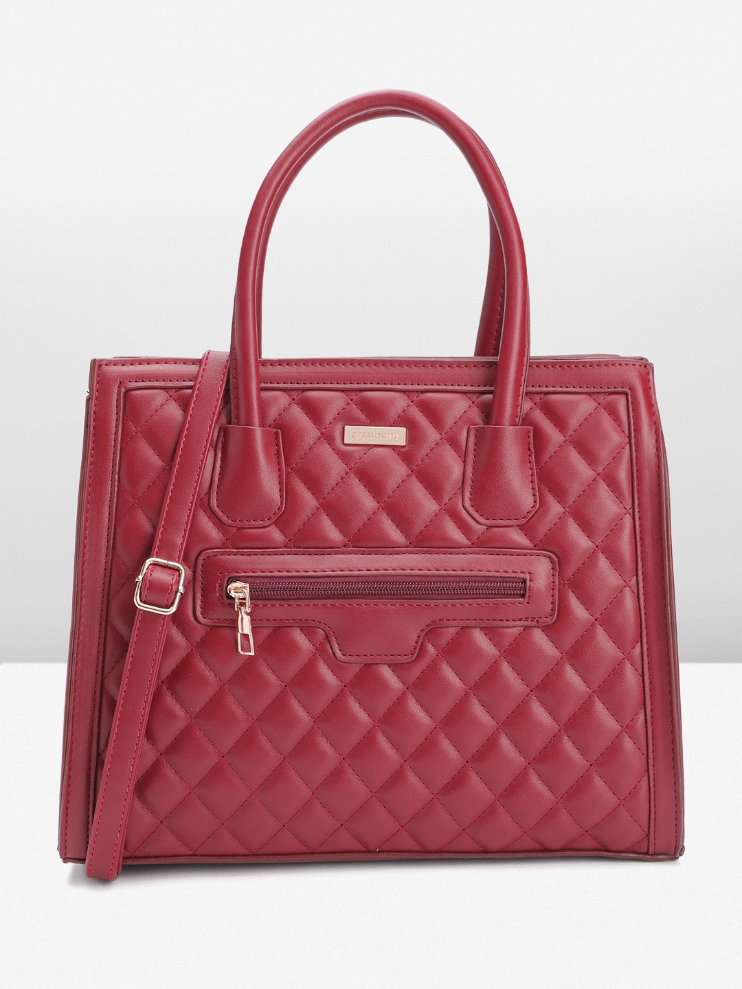 

DressBerry Quilted Structured Handheld Bag, Red