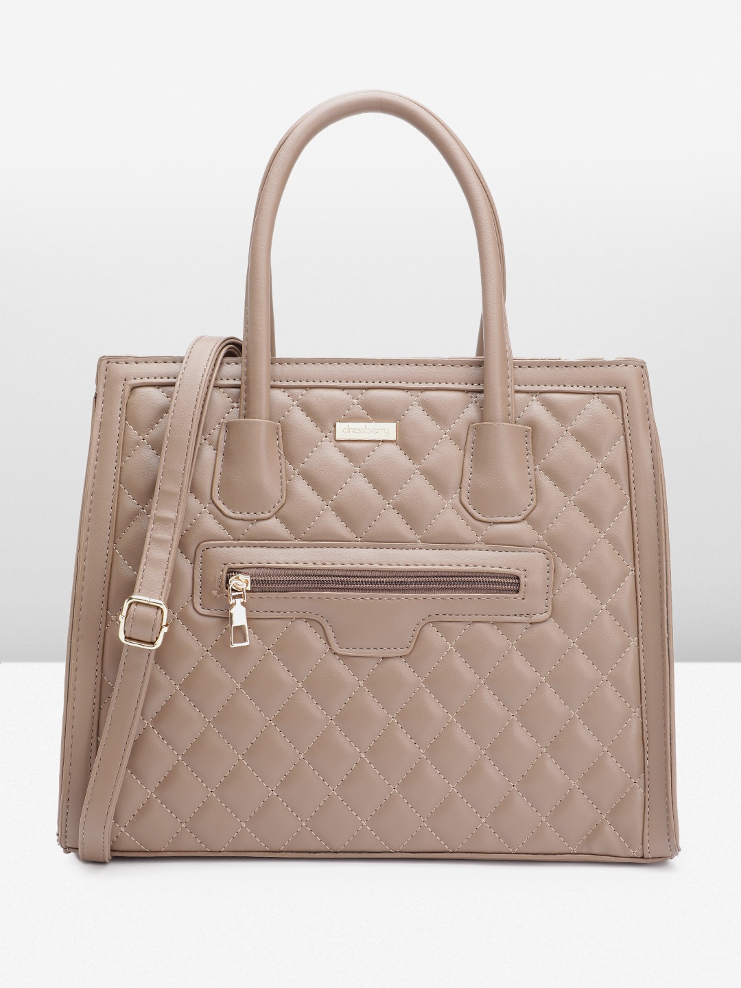 

DressBerry Structured Quilted Handheld Bag, Brown