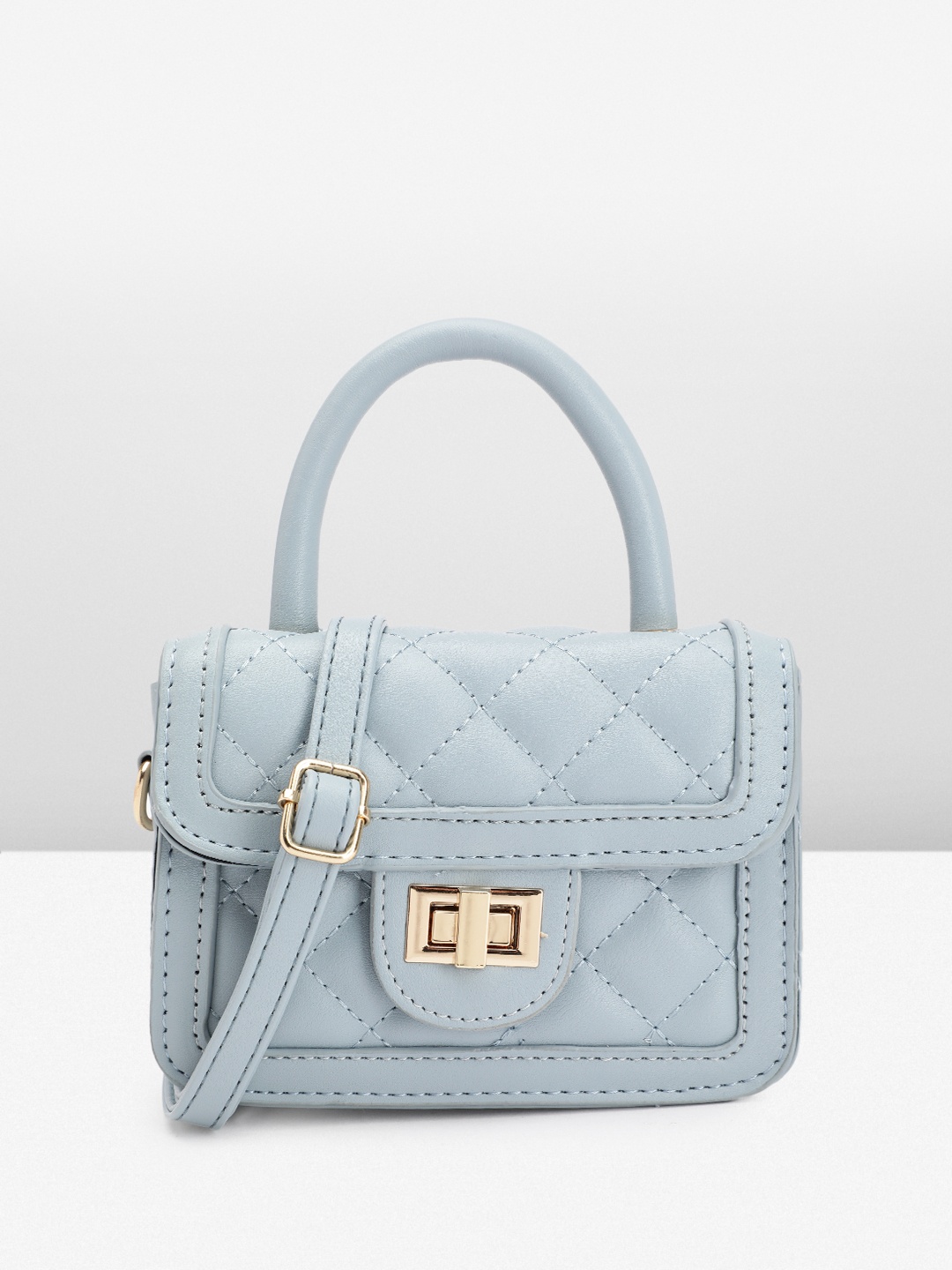 

DressBerry Quilted Structured Satchel Bag, Blue