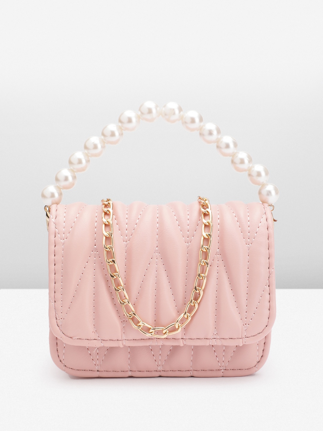 

DressBerry Structured Quilted Satchel Bag, Pink