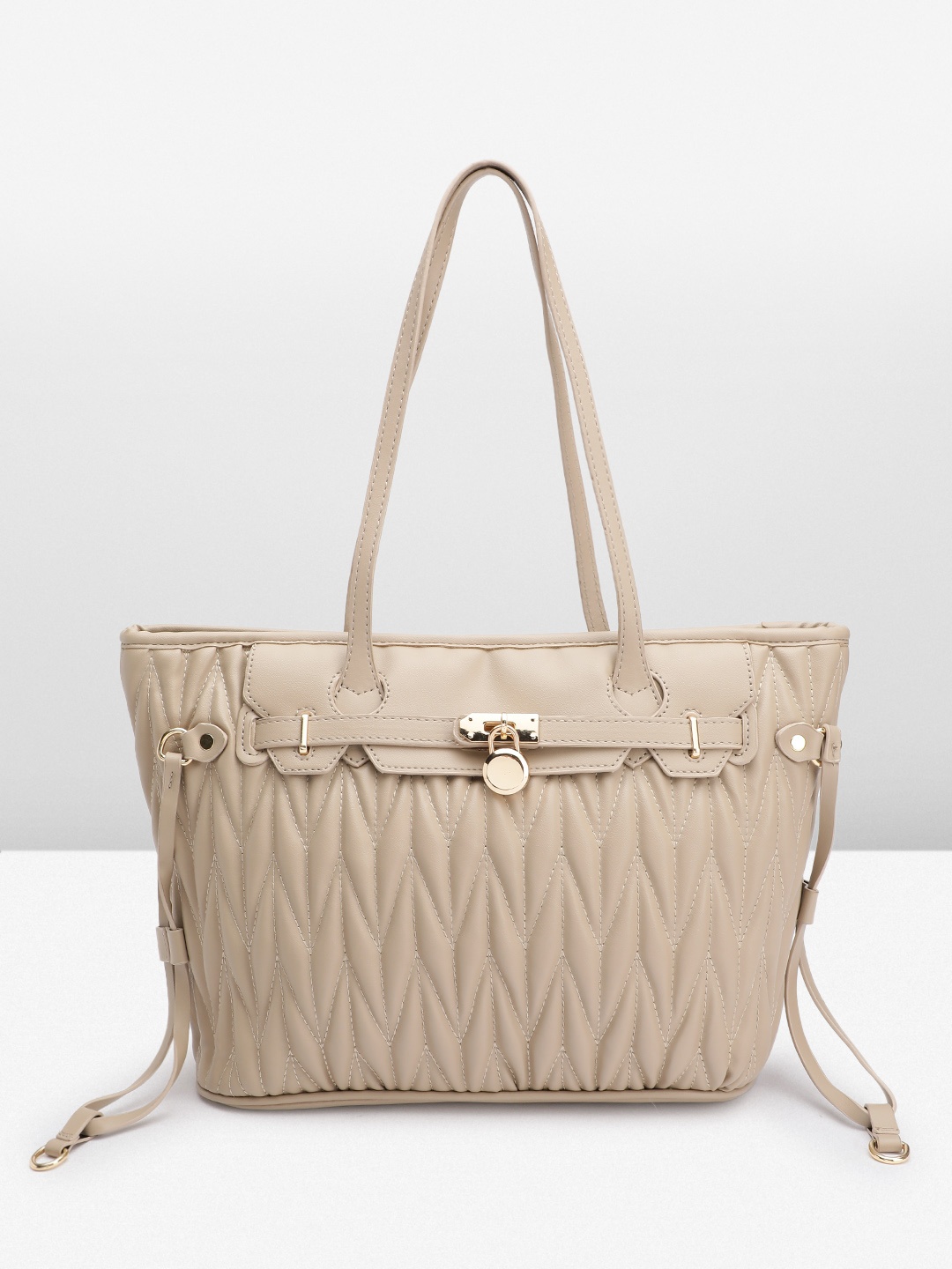 

DressBerry Structured Quilted Shoulder Bag, Beige