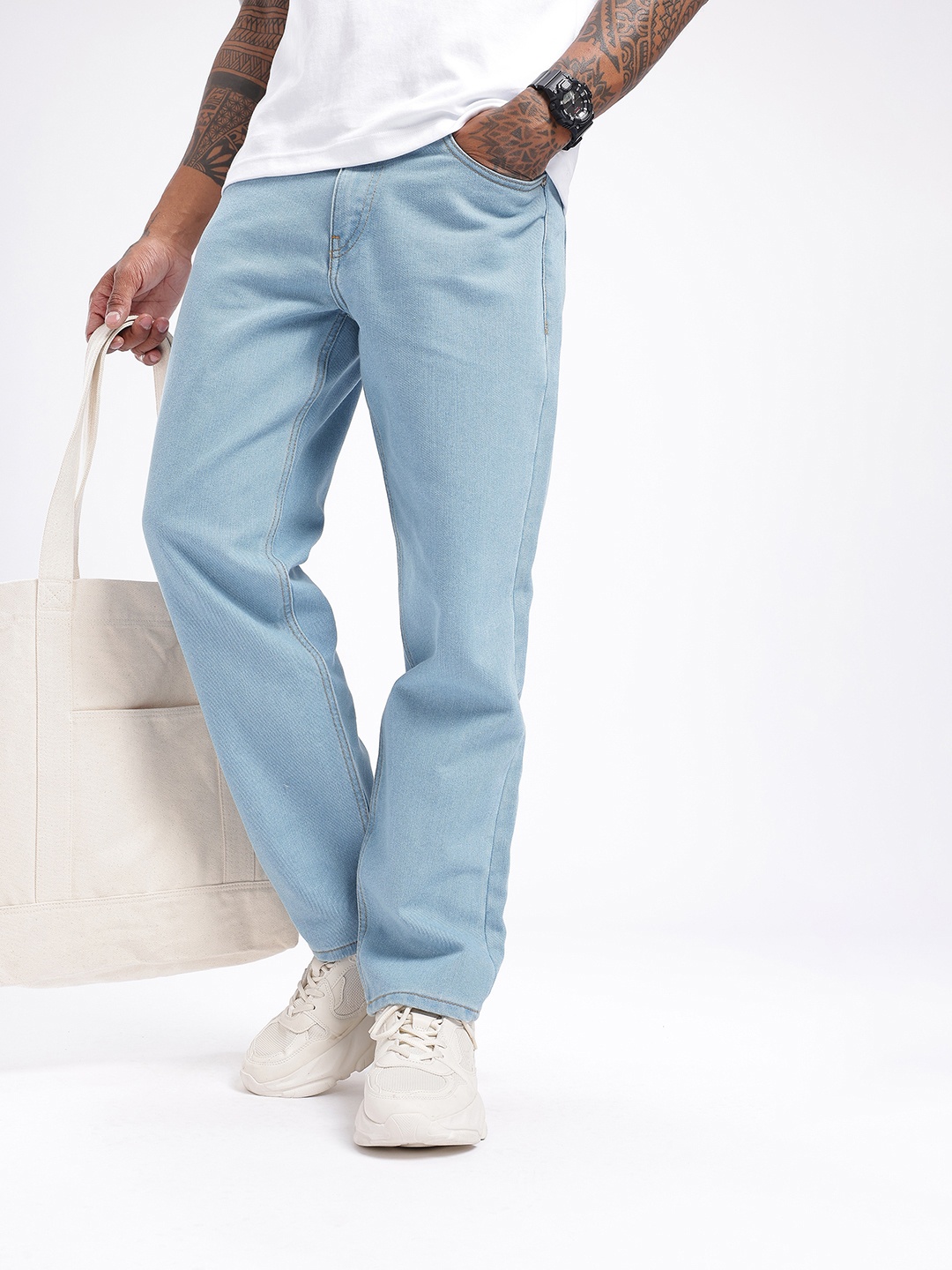 

glitchez Men Edgy Touch Relaxed Fit Jeans, Blue