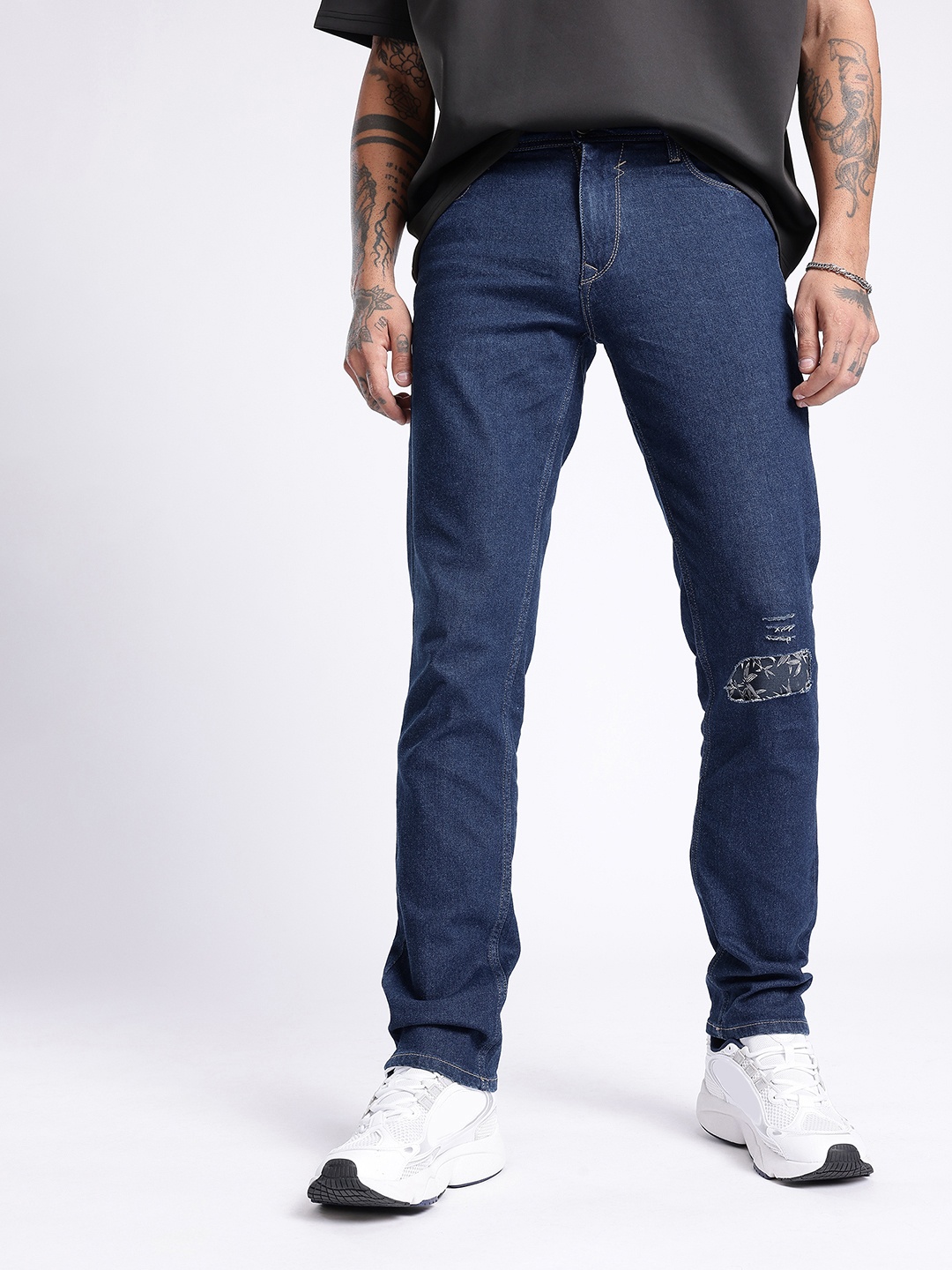

glitchez Men Untamed Flex Slim Distressed Jeans, Blue