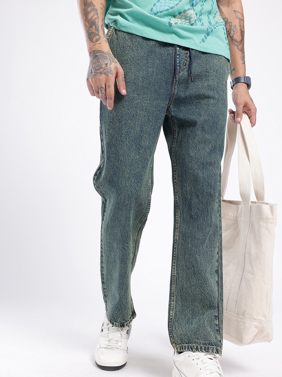 

glitchez Men Leisure Core Pyjama Fit Jeans, Blue