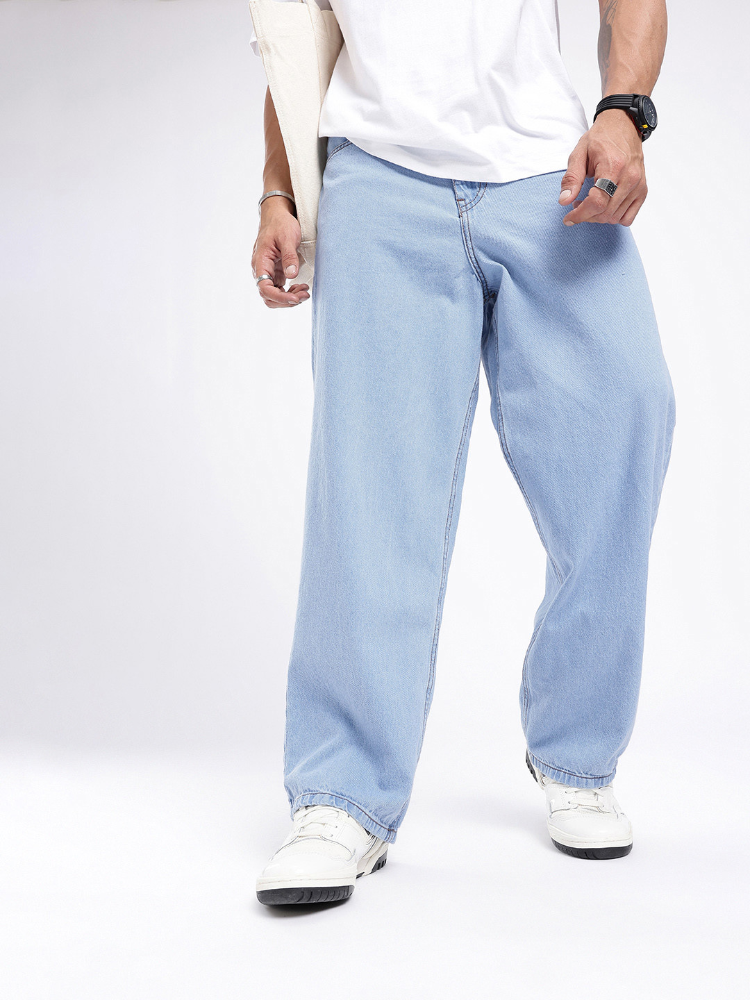 

glitchez Men Urban Savvy Loose Baggy Fit Jeans, Blue