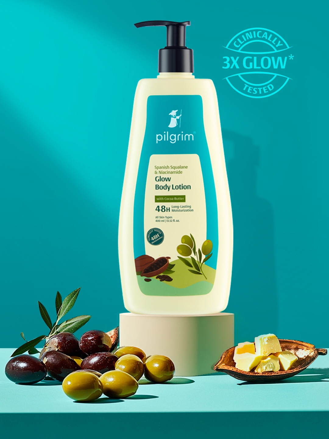 

Pilgrim Spanish Squalane & Niacinamide Glow Body Lotion With Cocoa Butter - 400 ml, Green