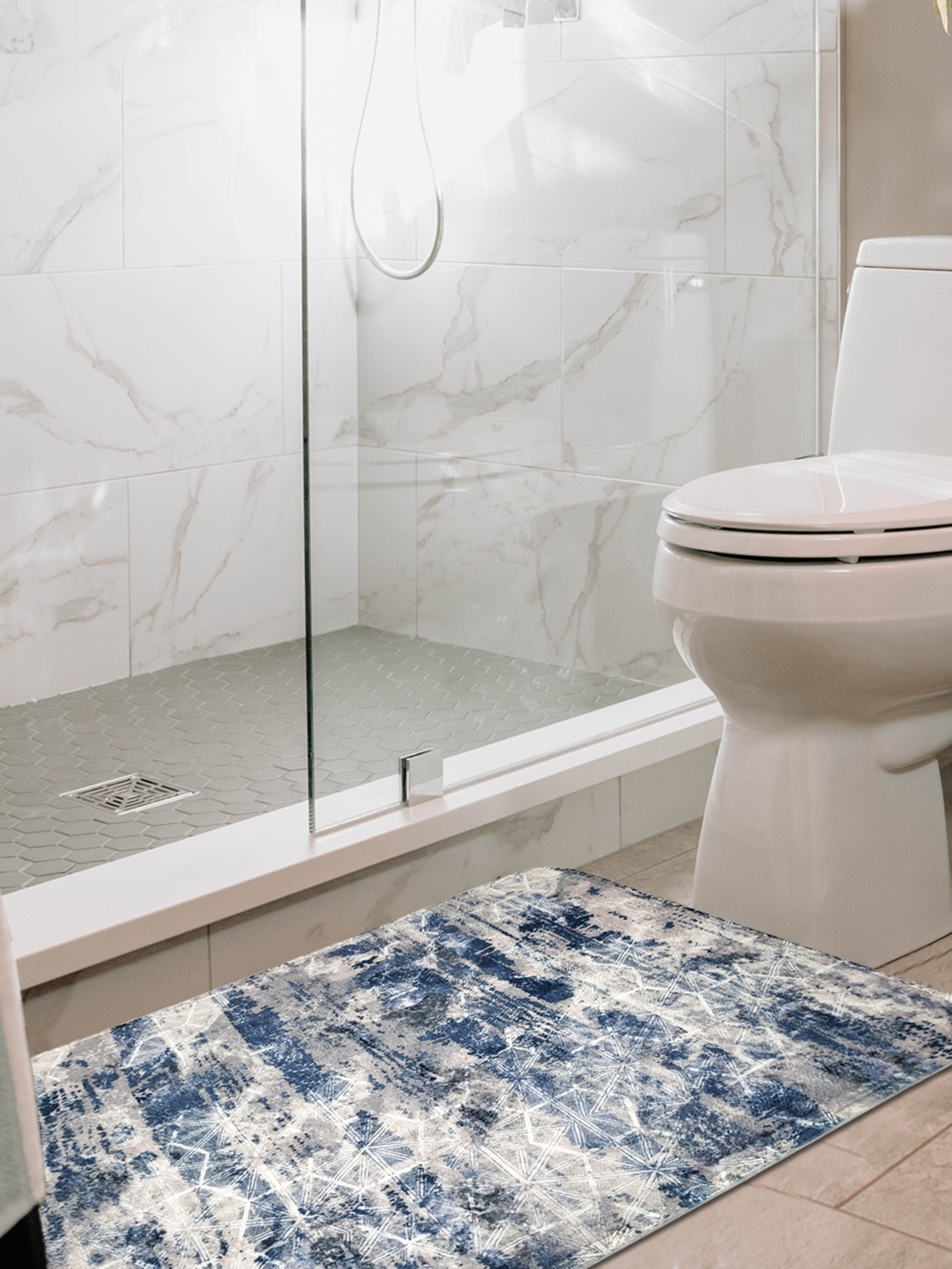 

ANA Blue & White Printed 1800 GSM Microfibre Anti-Skid Bath Rug