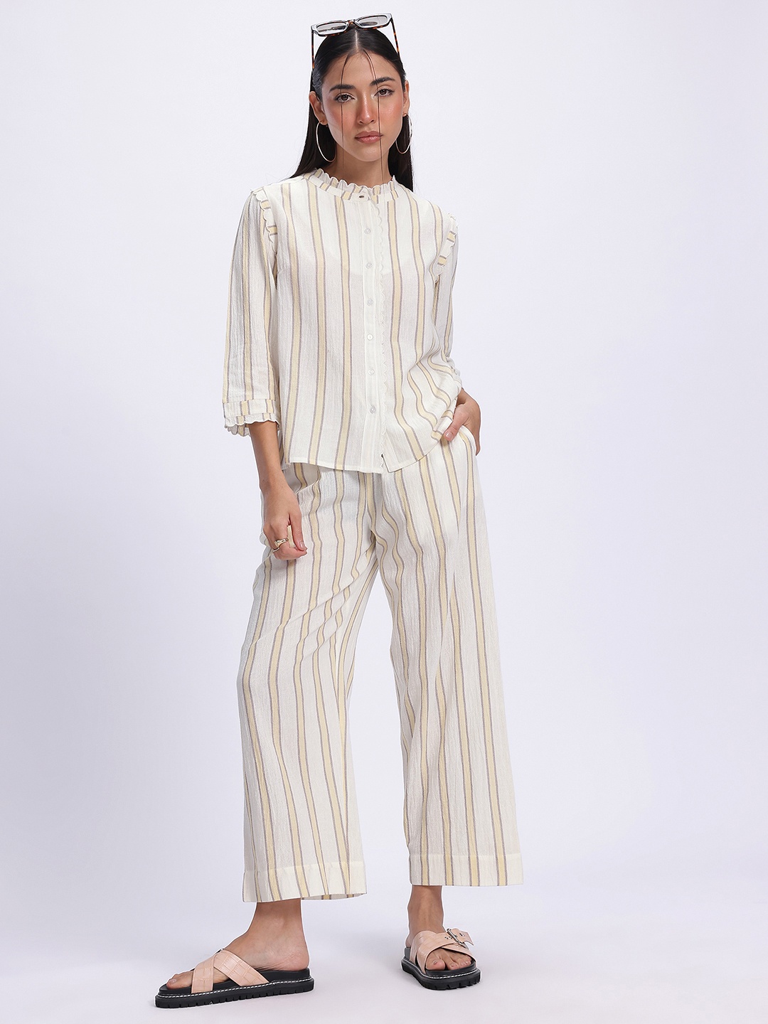 

glitchez Classic Essential Striped Co-Ords, White