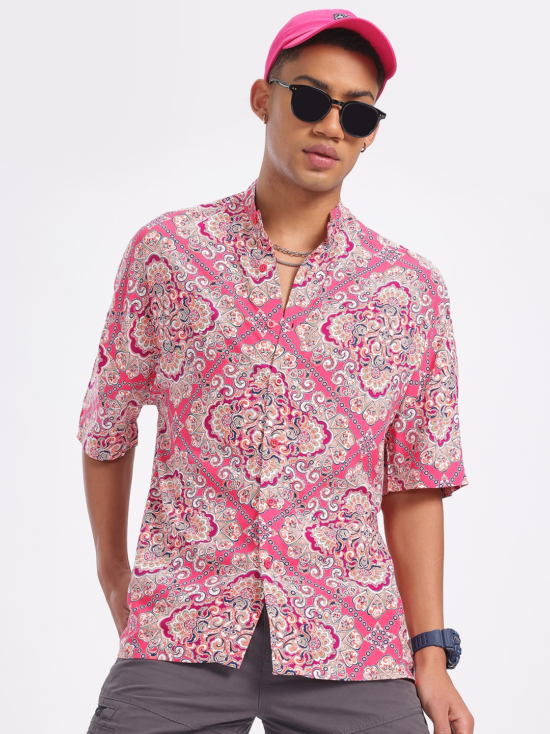 

glitchez Ethnic Overdrive Vibrant Breeze Shirt, Pink