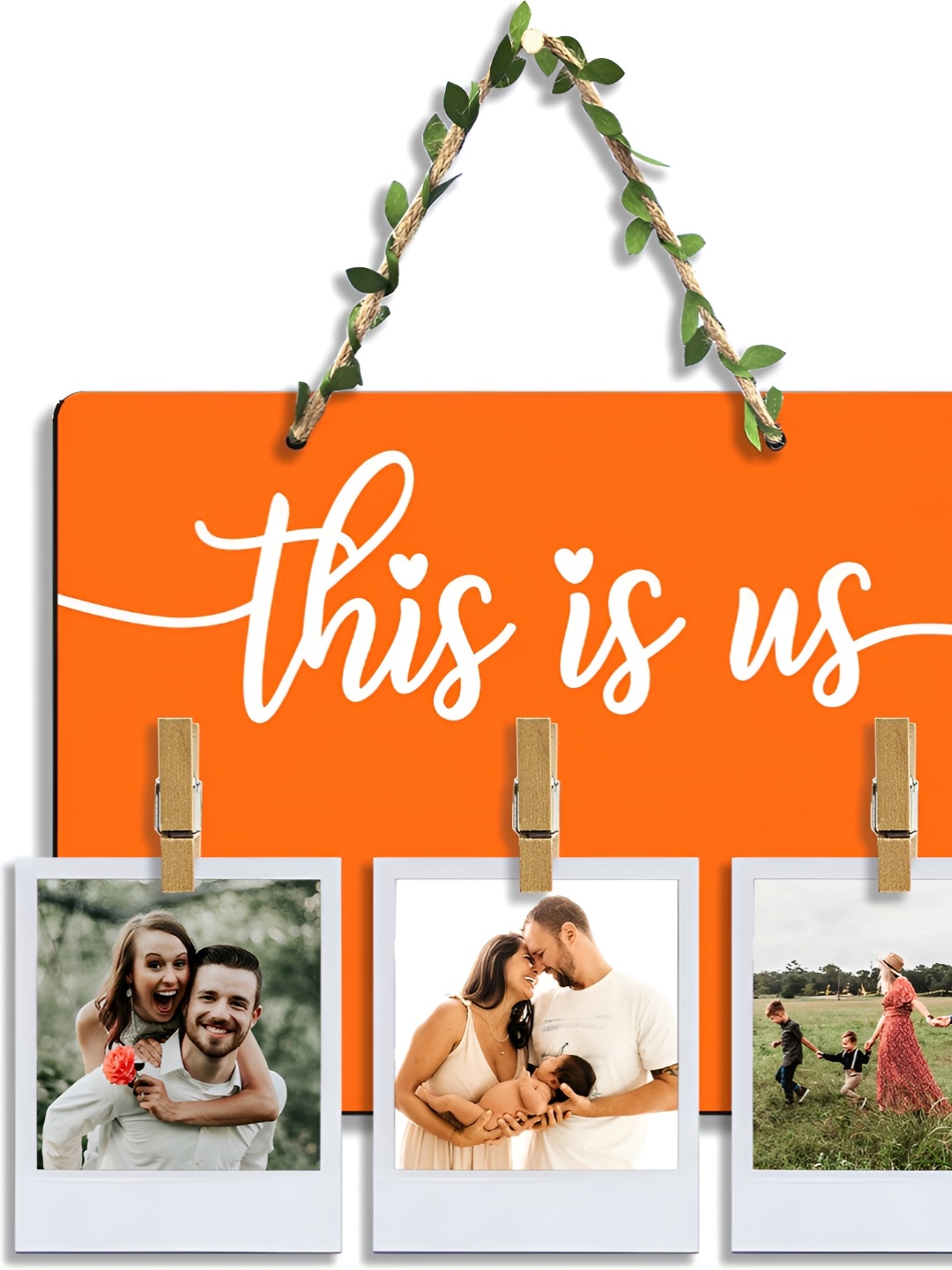 

SEHAZ ARTWORKS Orange Colored & White Typography Printed Wooden Wall Hanging