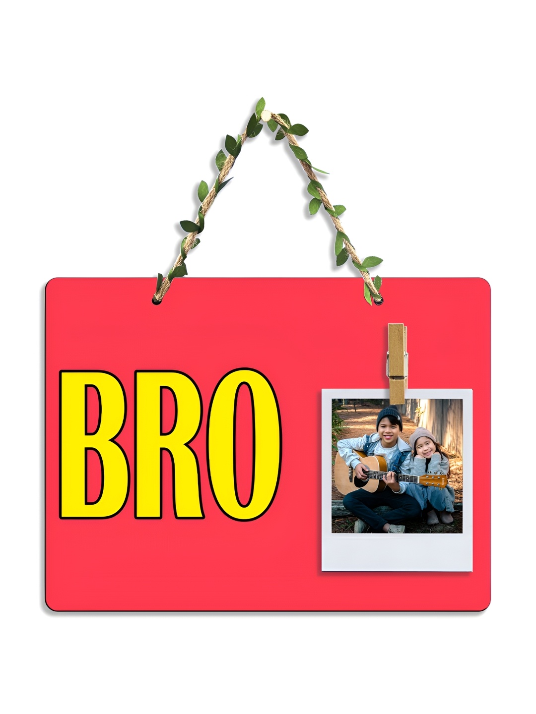 

SEHAZ ARTWORKS Red & Yellow Bro Printed Wooden Wall Hanging with 1 Clip