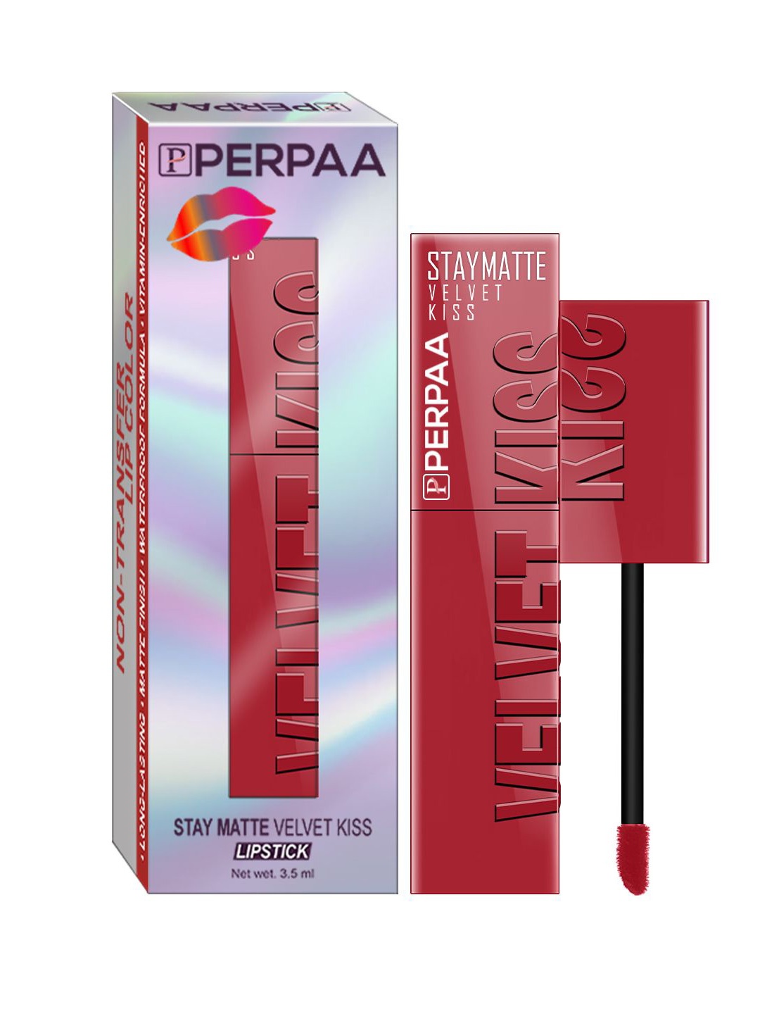 

PERPAA Velvet Kiss Stay Matte Waterproof Liquid Lipstick - 3.5 ml - Red 01