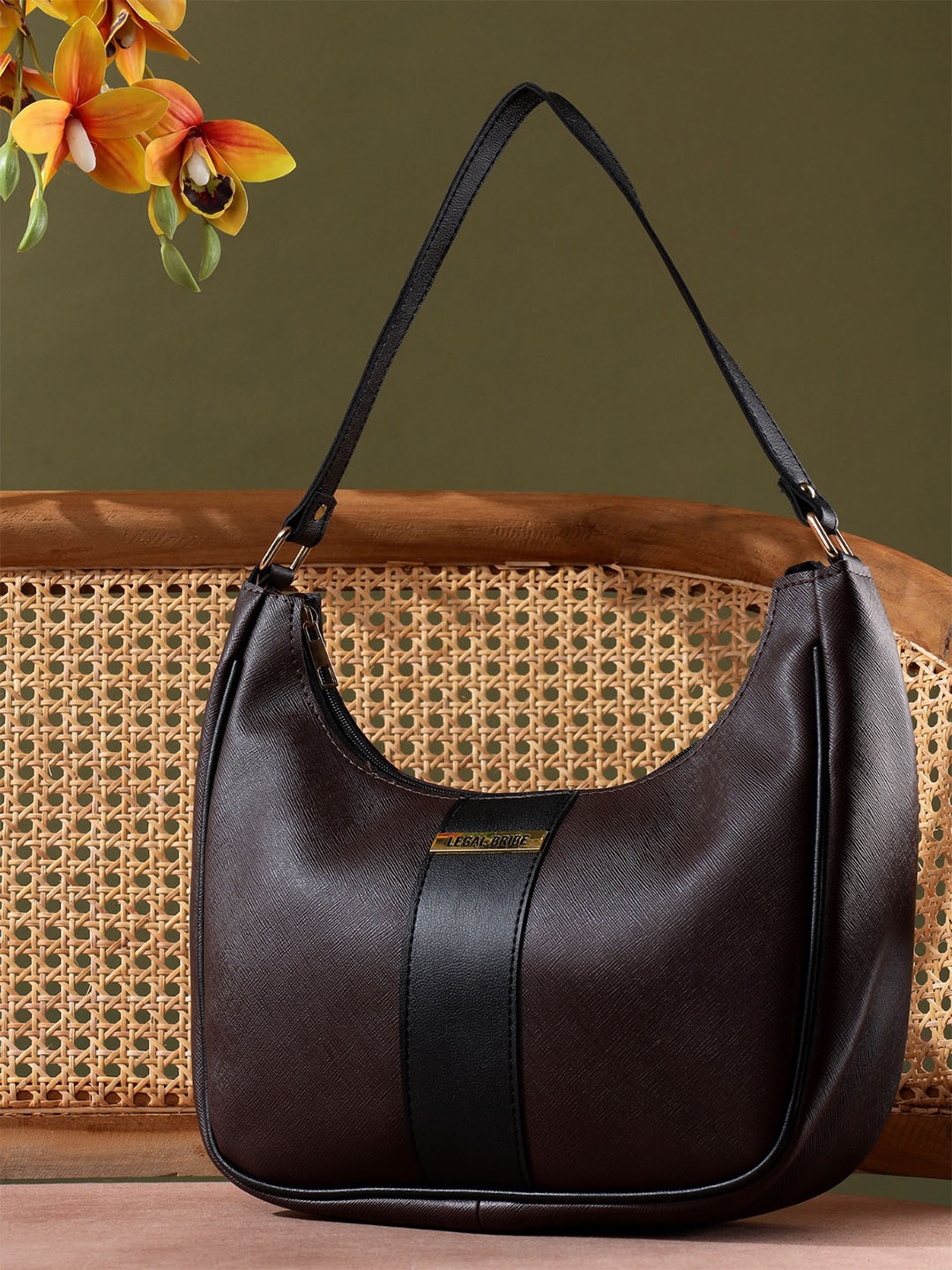 

LEGAL BRIBE Women Solid Half Moon Shoulder Bag, Burgundy