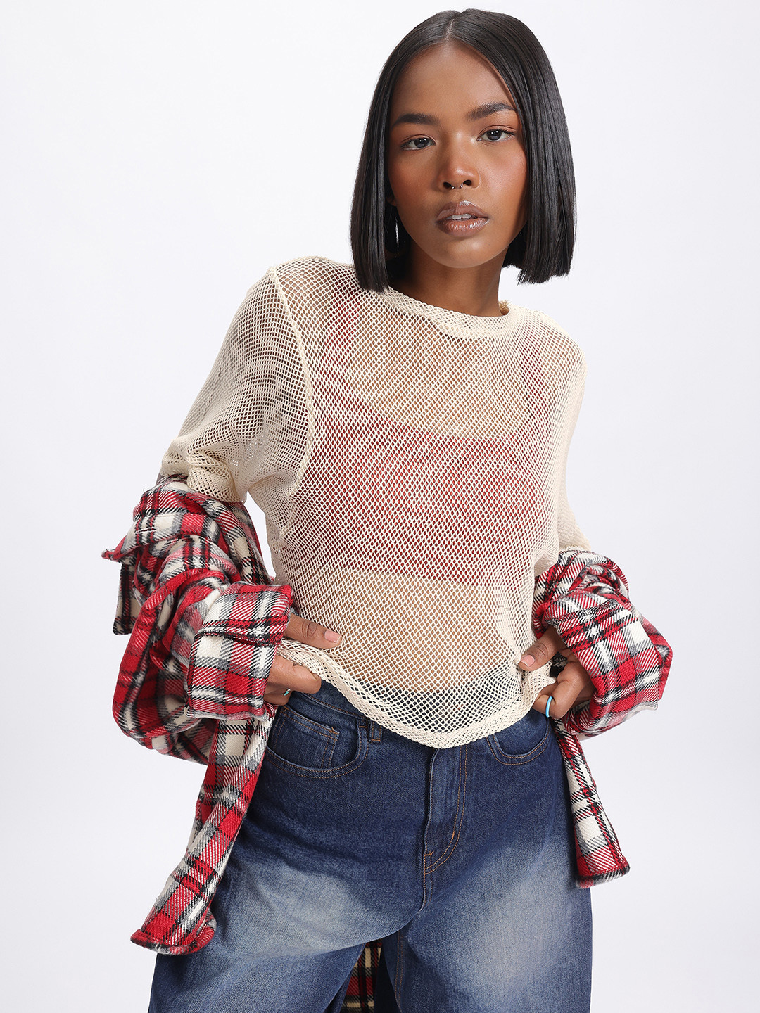 

glitchez Sheer Perfection Top, Beige