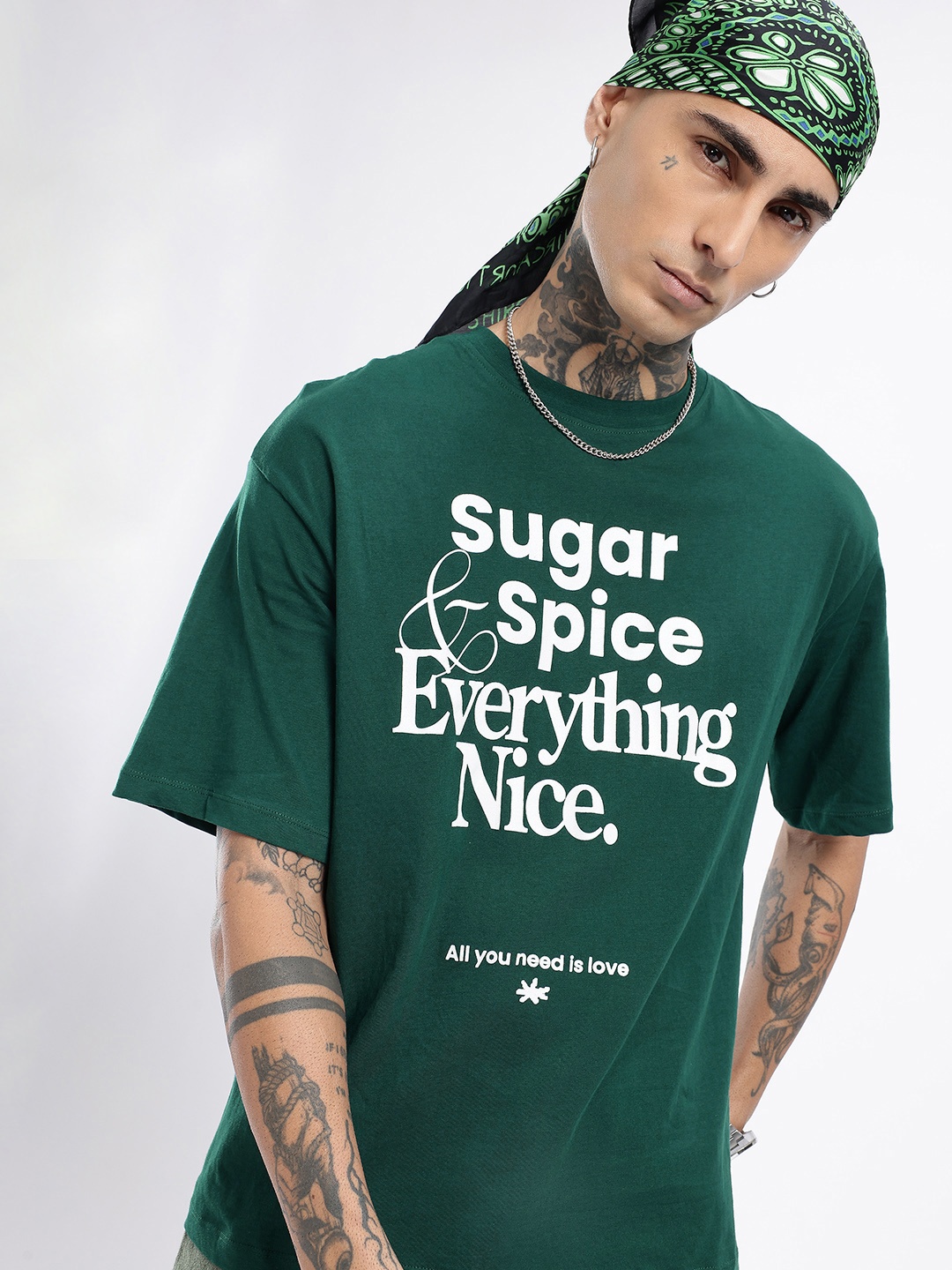 

glitchez Urban Dope Printed Oversized T-shirt, Green