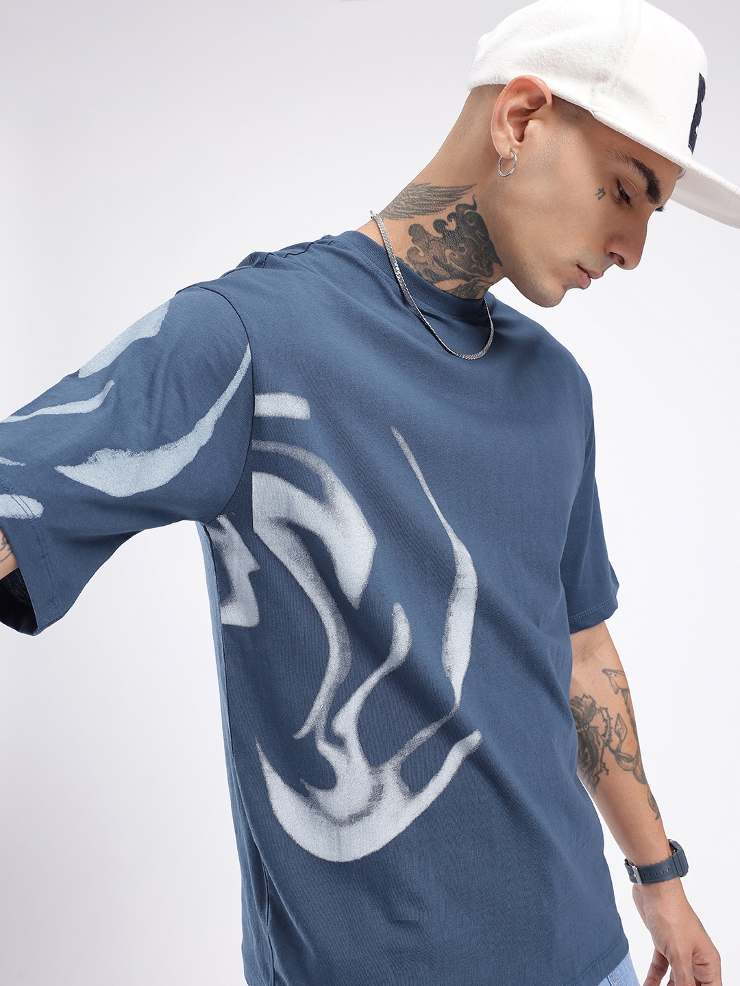 

glitchez Cool Edge Printed Relaxed Fit T-shirt, Blue
