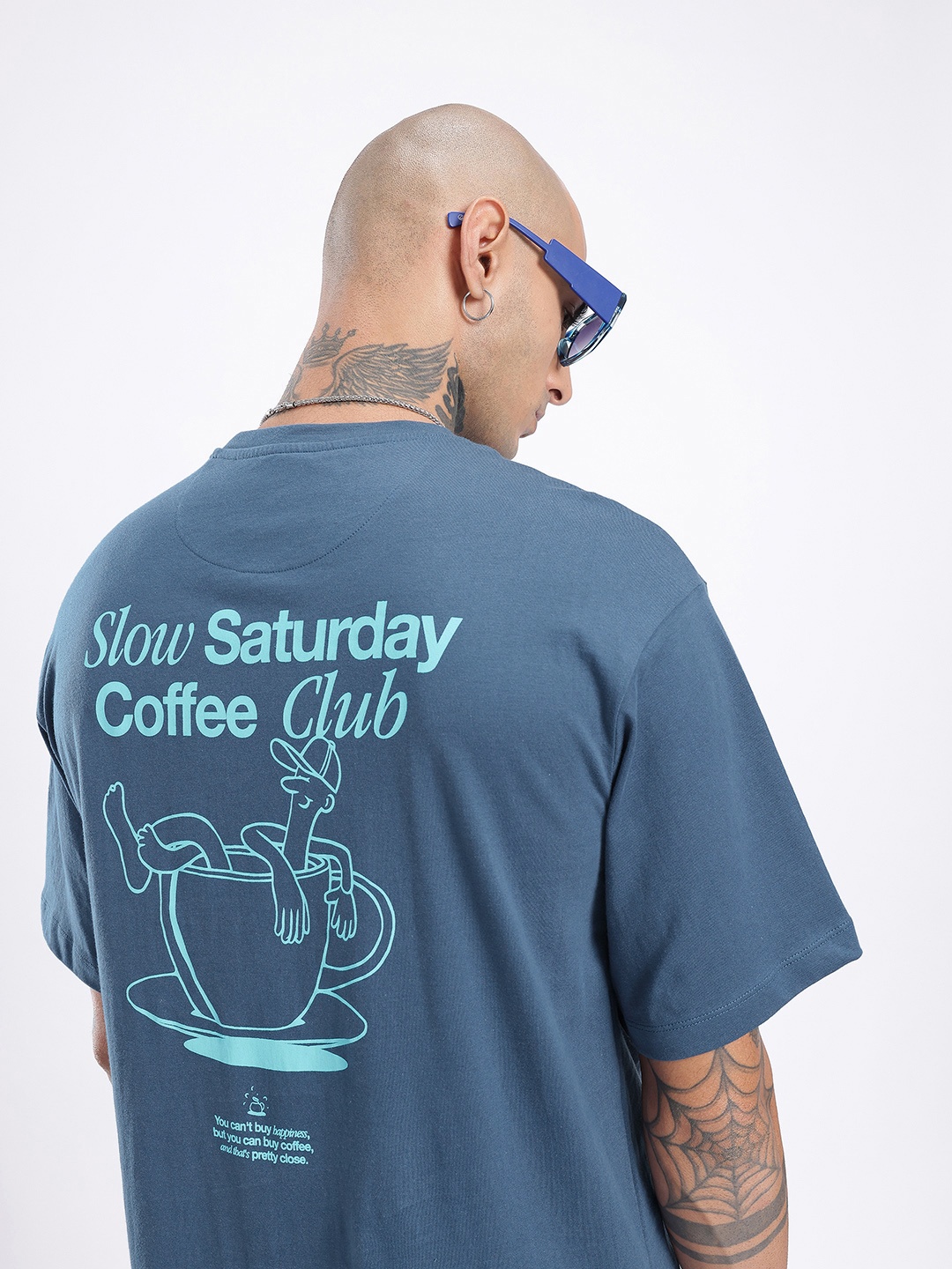 

glitchez Street Cool Typography & Graphic Printed Relaxed Fit T-shirt, Blue