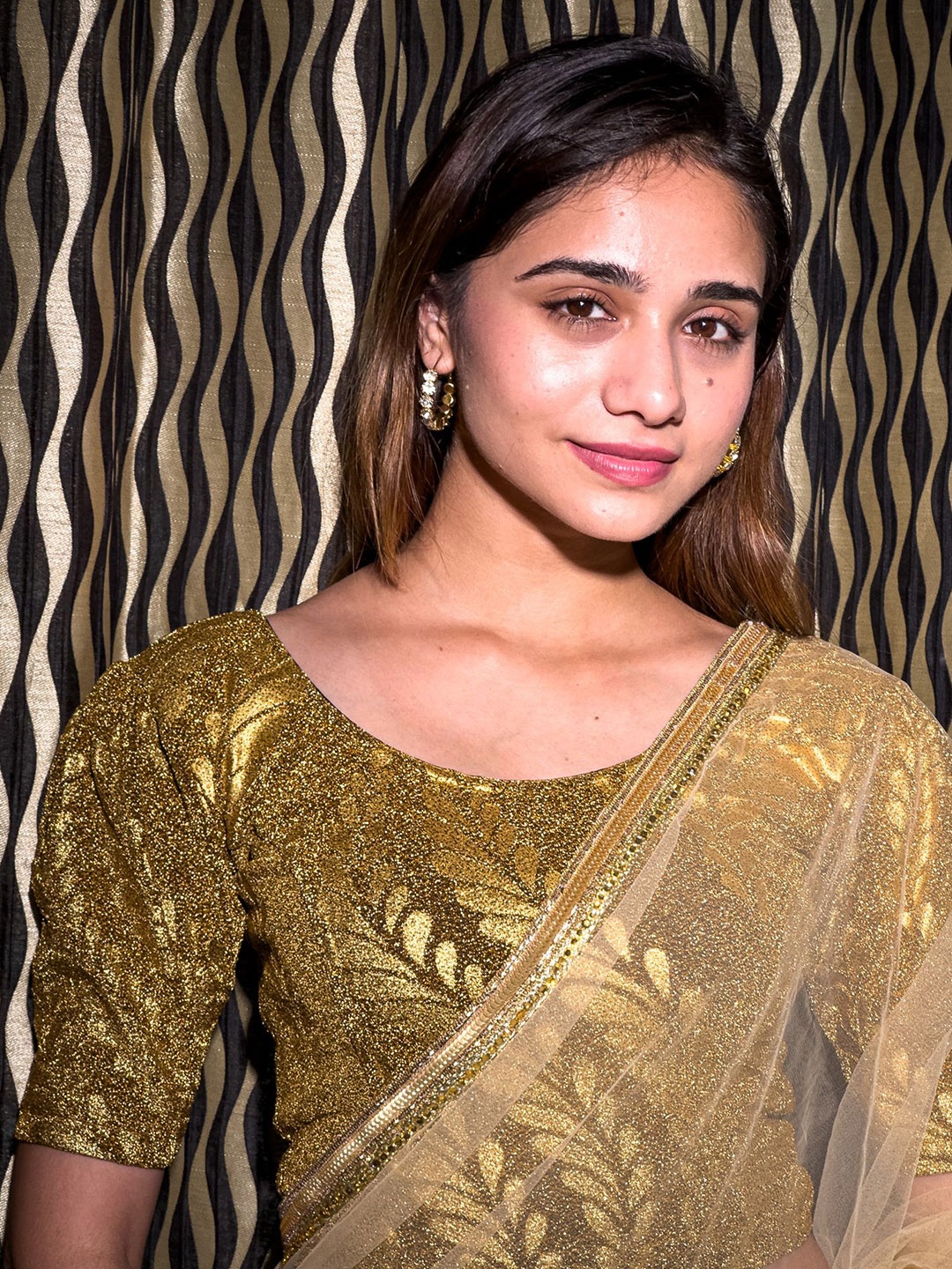 

Bindigasm's Advi Zari Slip-On Saree Blouse, Yellow