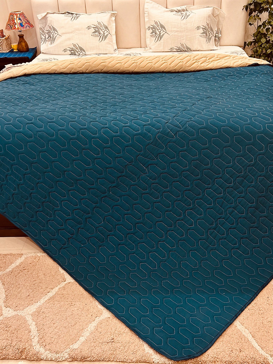 

URBAN SPACE Teal Microfiber Waffle Weave Heavy Winter Double Bed Comforter