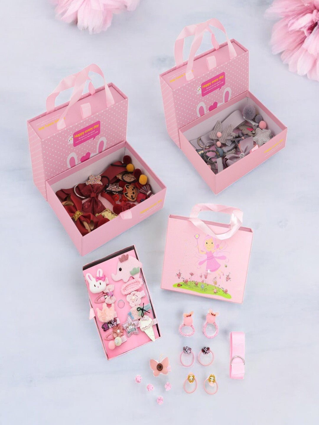 

Yellow Bee Girls Set of 3 Hair Accessory Set, Peach