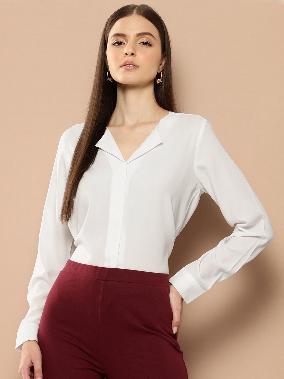 

her by invictus Formal Shirt Style Top, White