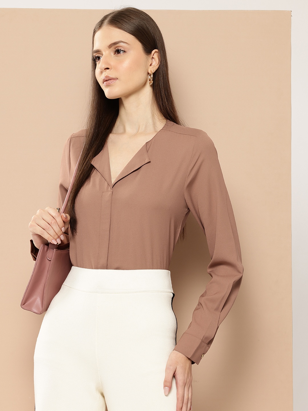 

her by invictus Formal Shirt Style Top, Brown