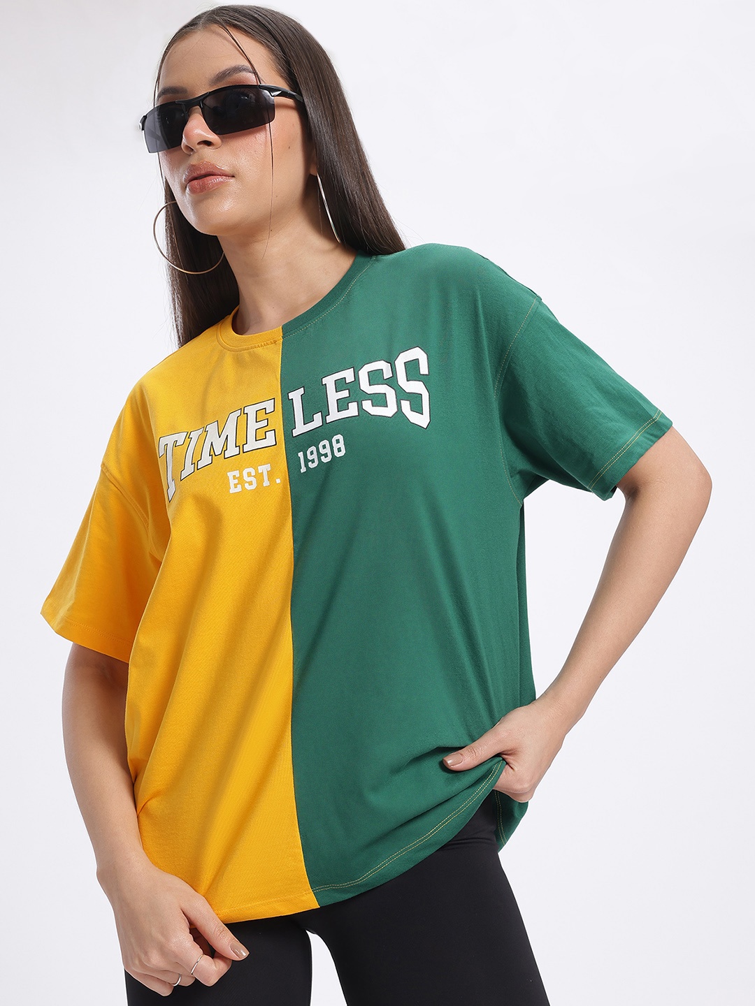 

glitchez Ace Attitude Drop-Shoulder Varsity Print T-shirt, Green