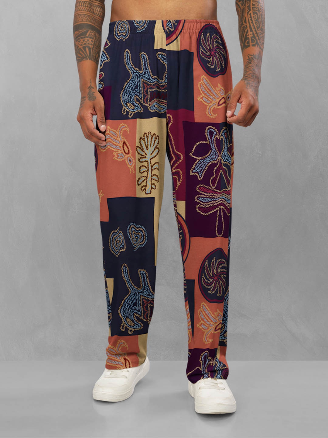

BULLMER Men Printed Mid Rise Track Pants, Orange