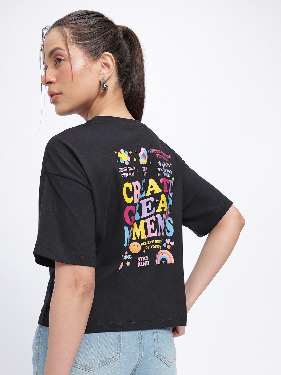 

glitchez Graphic Grit Drop-Shoulder T-shirt, Black