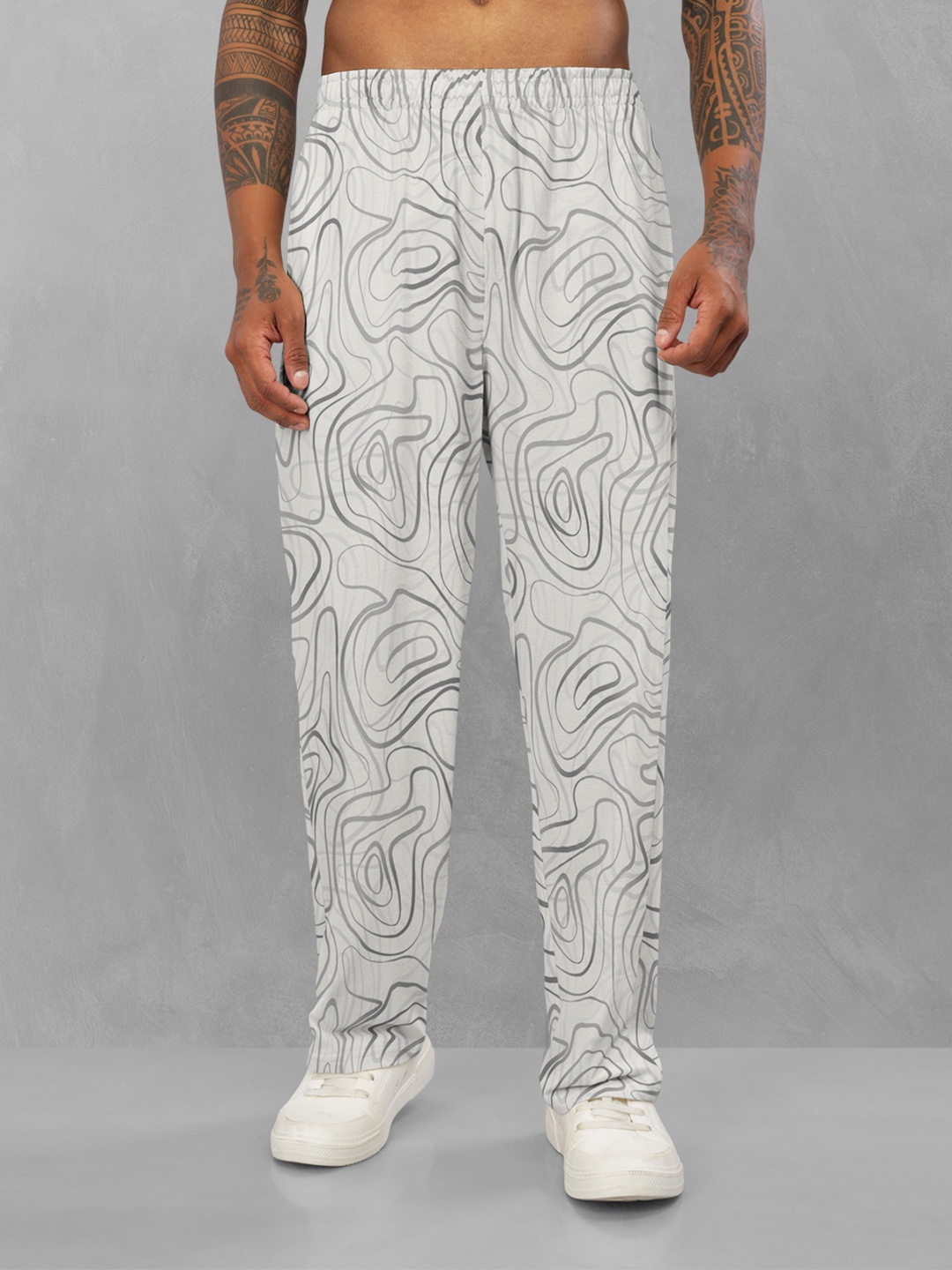 

BULLMER Men Printed Relaxed-Fit Track Pants, Beige