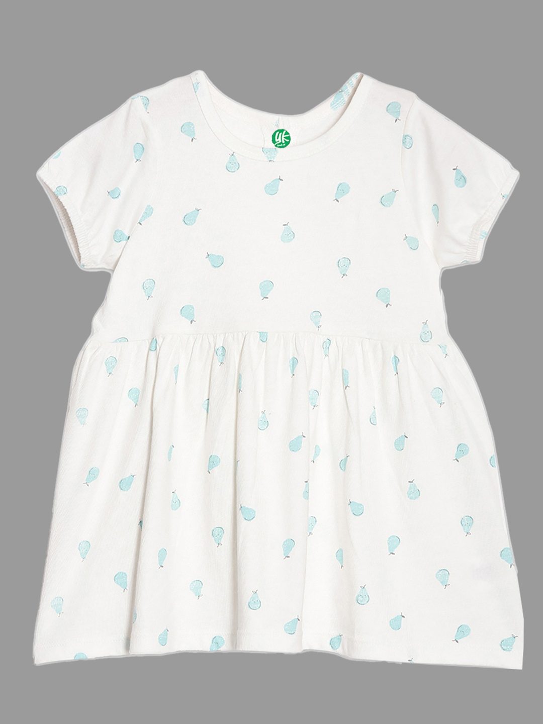

YK Organic Girls Printed Organic Cotton Fit & Flare Dress, Off white