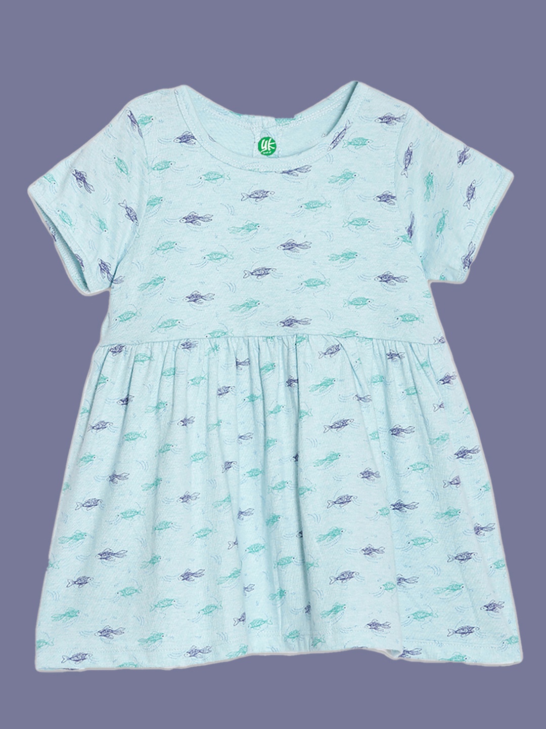 

YK Organic Girls Print Organic Cotton Fit & Flare Dress, Blue