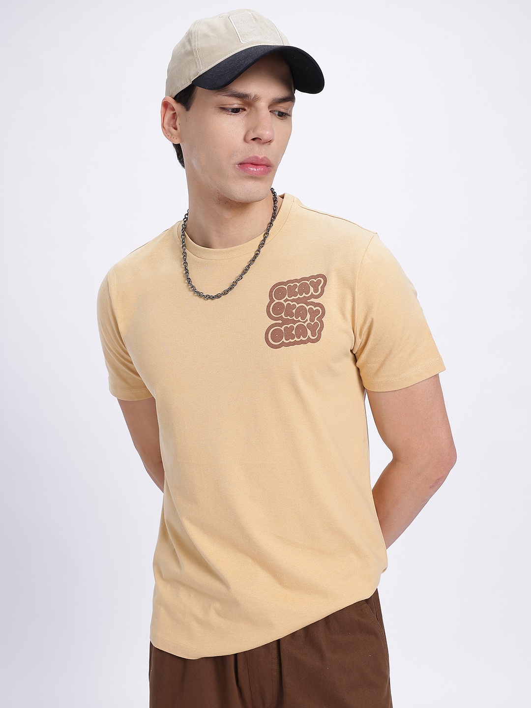 

glitchez Statement Print Regular Fit T-shirt, Khaki