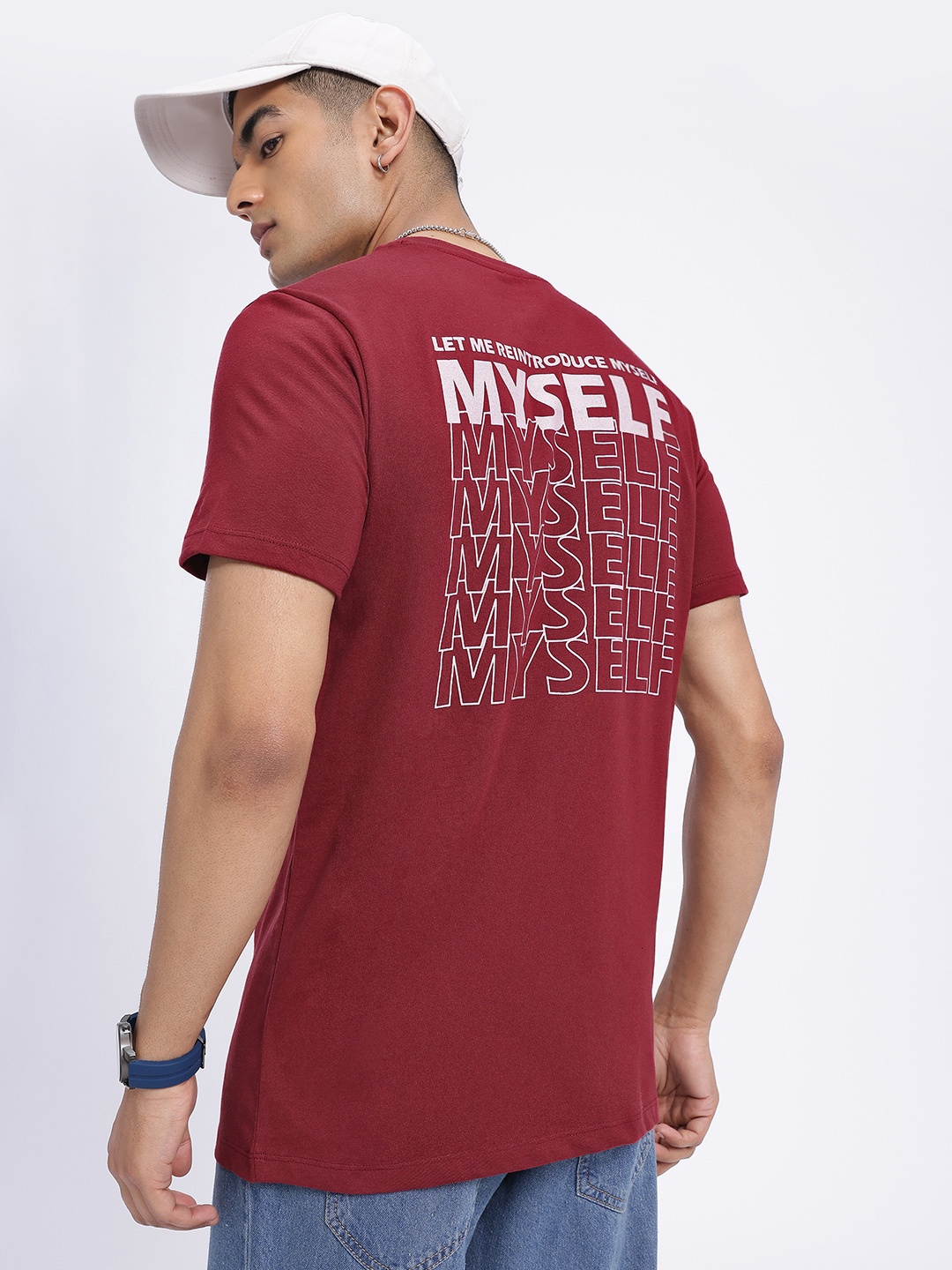 

glitchez Self-Love Vibes Printed Regular Fit T-shirt, Maroon
