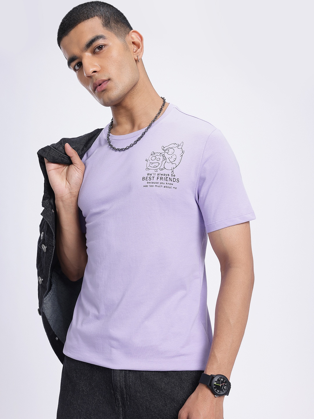 

glitchez Pun Perfect Printed Regular Fit T-shirt, Lavender