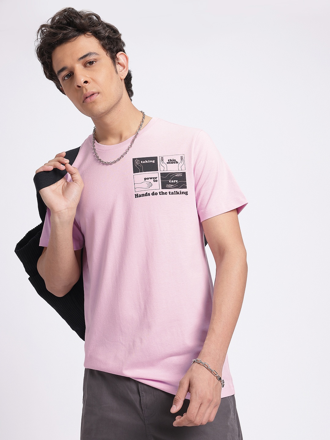 

glitchez Savage Statements Printed T-shirt, Pink
