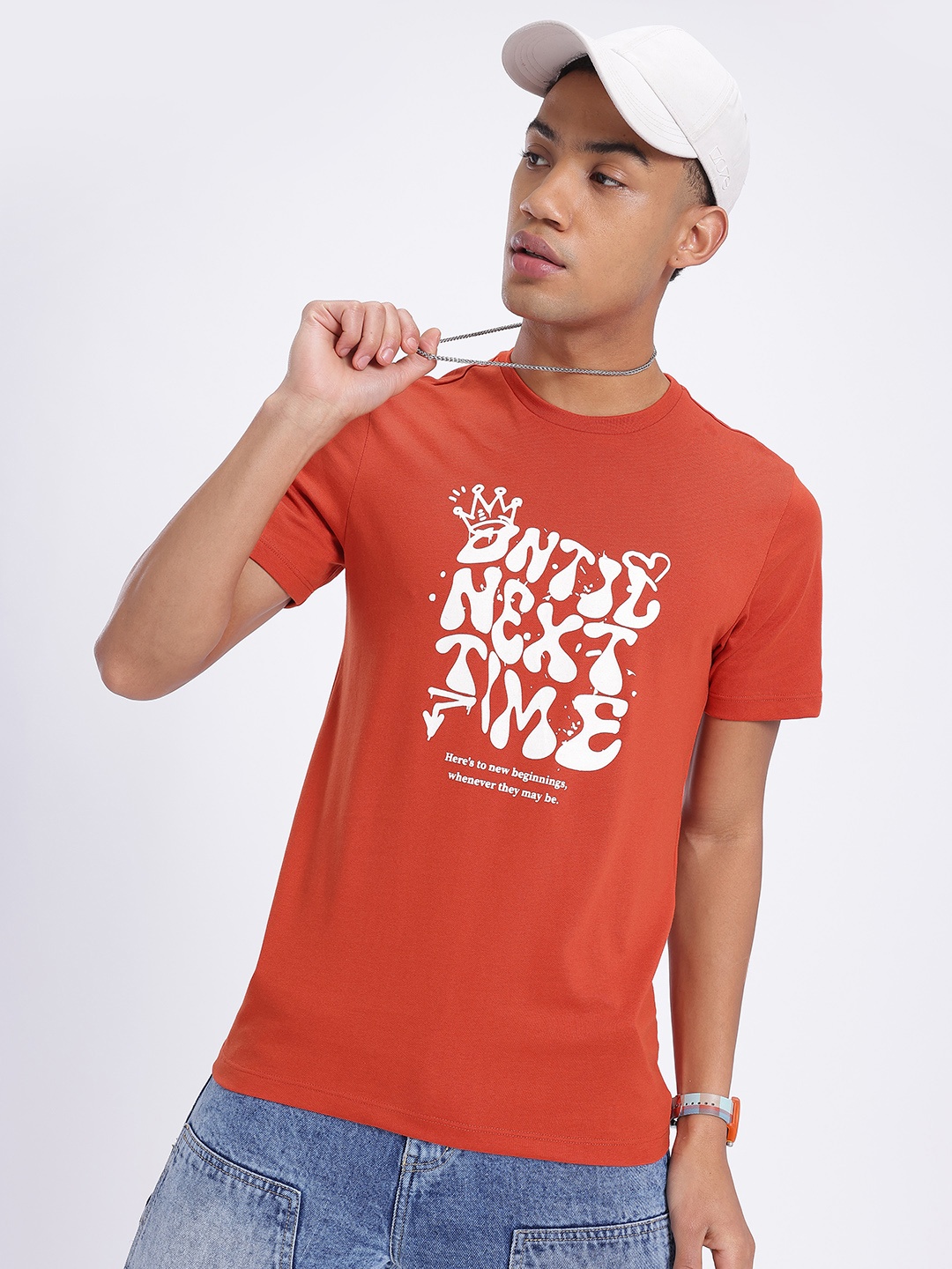 

glitchez Solo Swagger Printed Regular Fit T-shirt, Rust