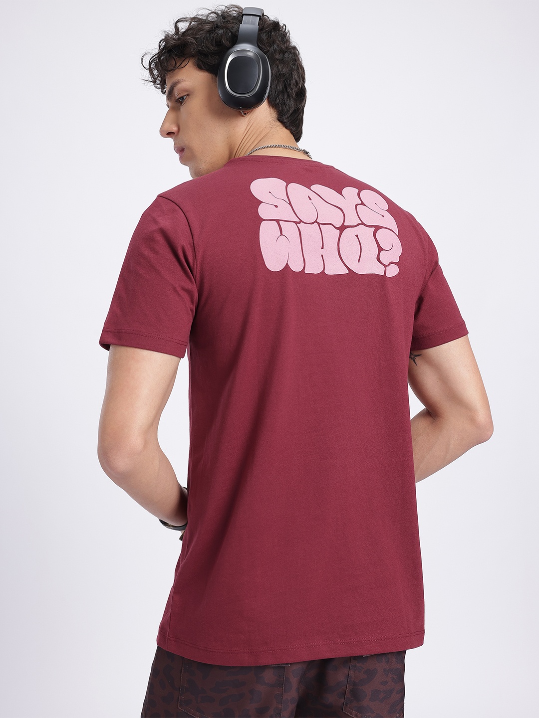 

glitchez Textual Expression Printed T-shirt, Maroon