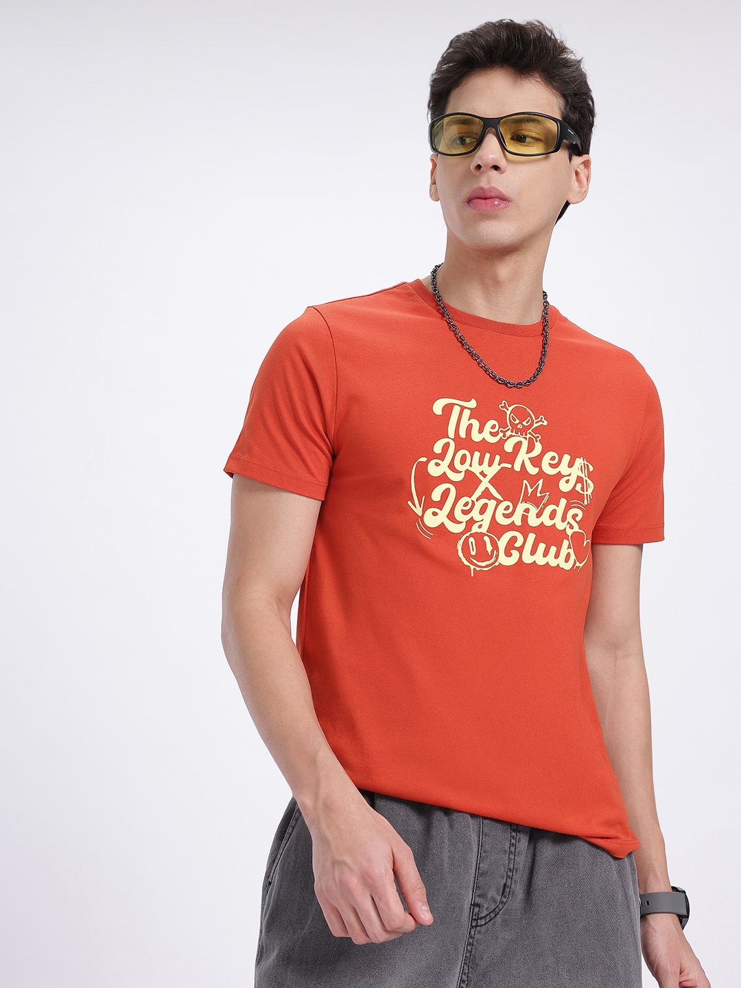 

glitchez Low-Key Vibe Printed Tee, Orange