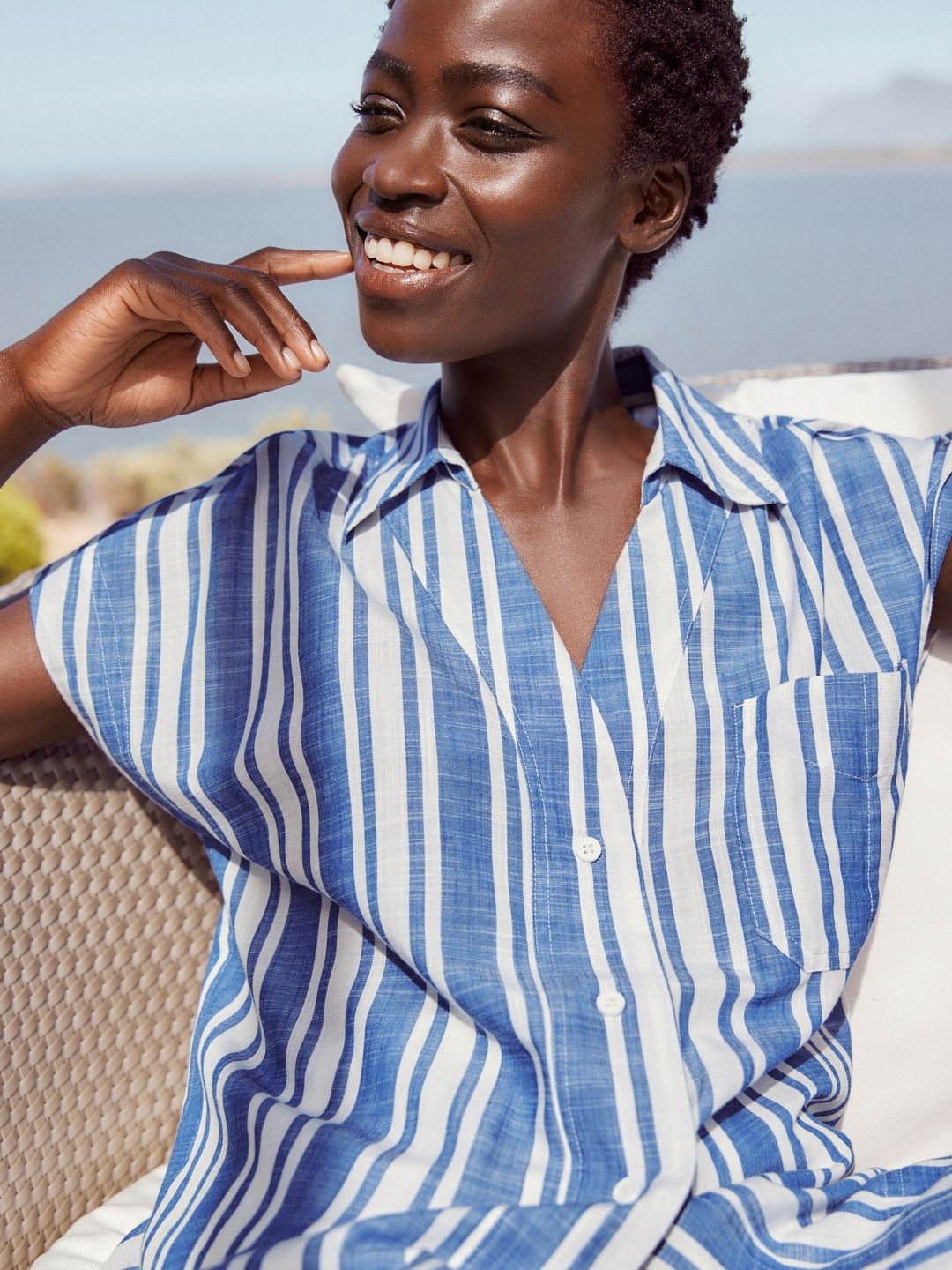 

NEXT Extended Sleeves Striped Casual Shirt, Blue