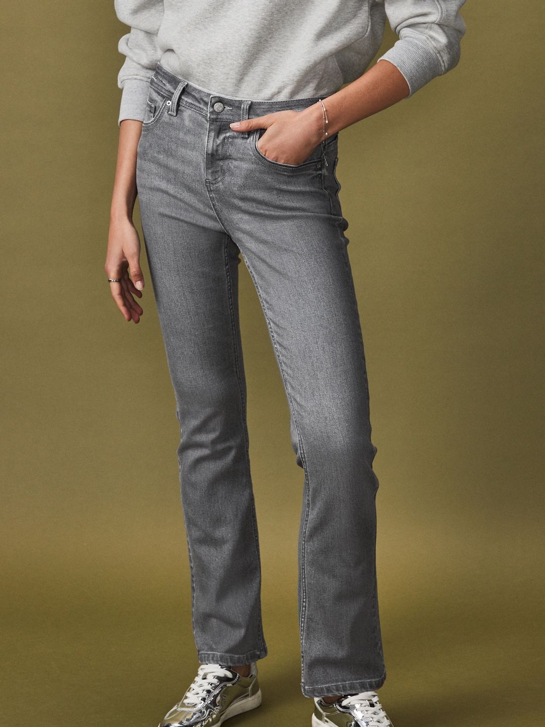 

NEXT Women Bootcut Fit Light Fade Stretchable Jeans, Grey