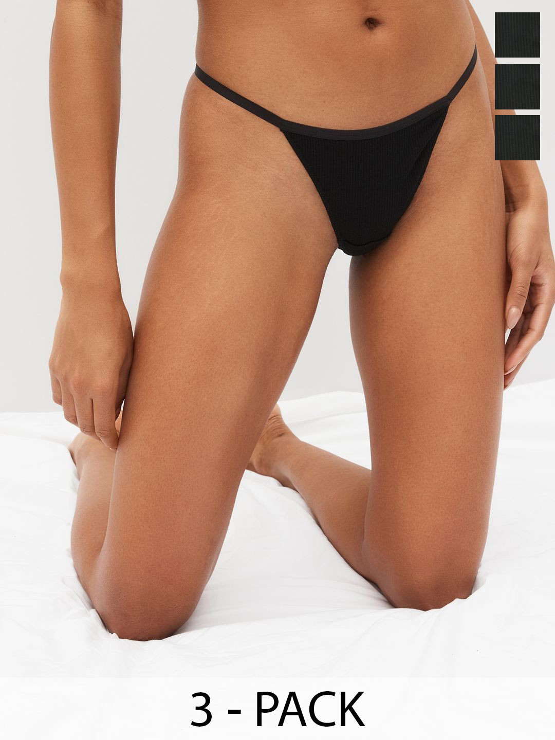 

NEXT Women Pack of 3 Thong Briefs, Black