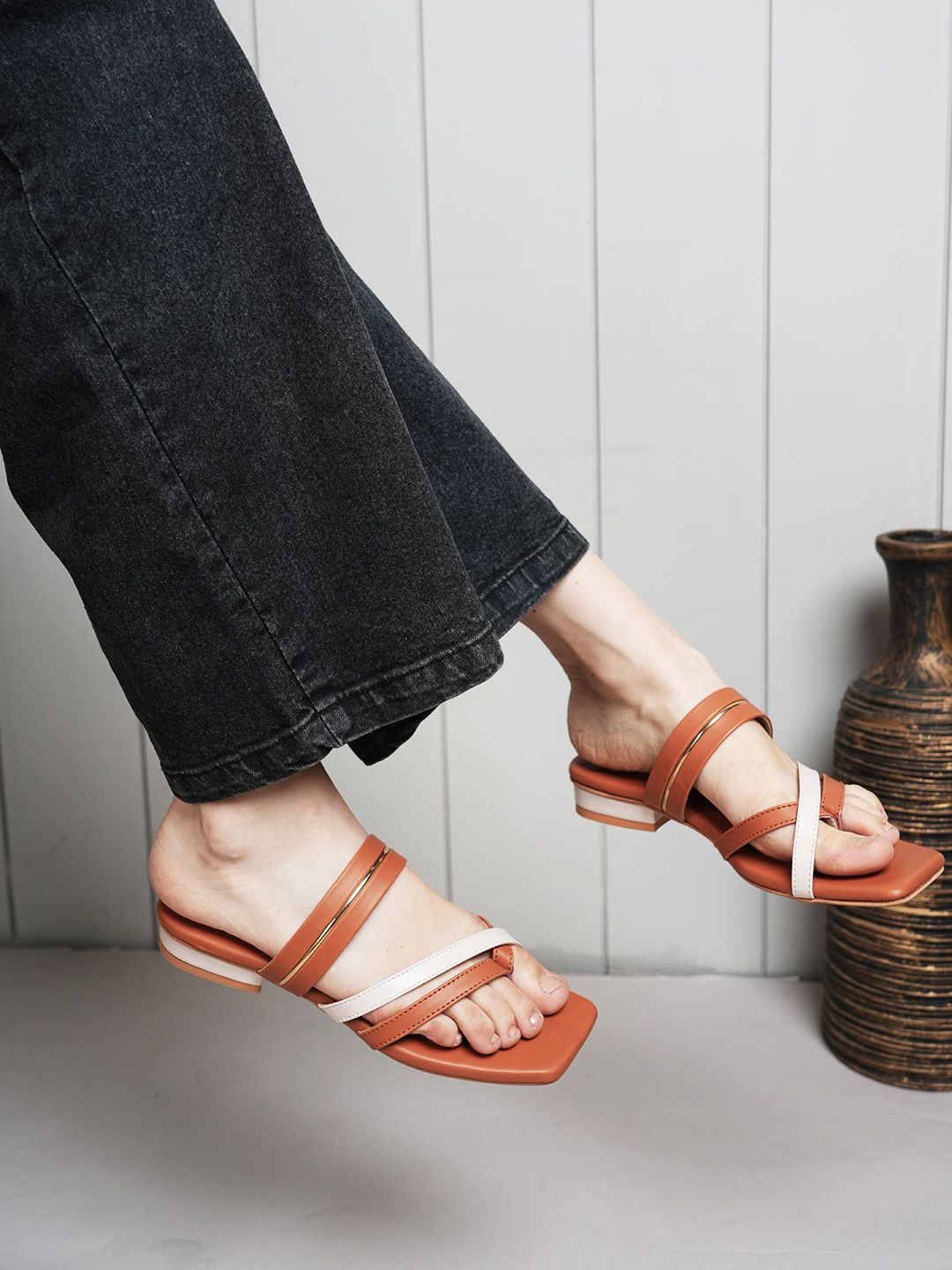 

Mast & Harbour Women Square Toe Block Heel Sandals, Tan
