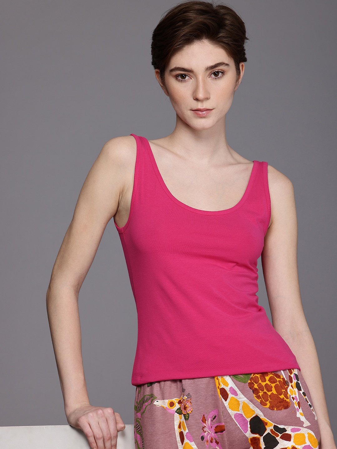 

NEXT Shoulder Strap Solid Innerwear Vest, Pink