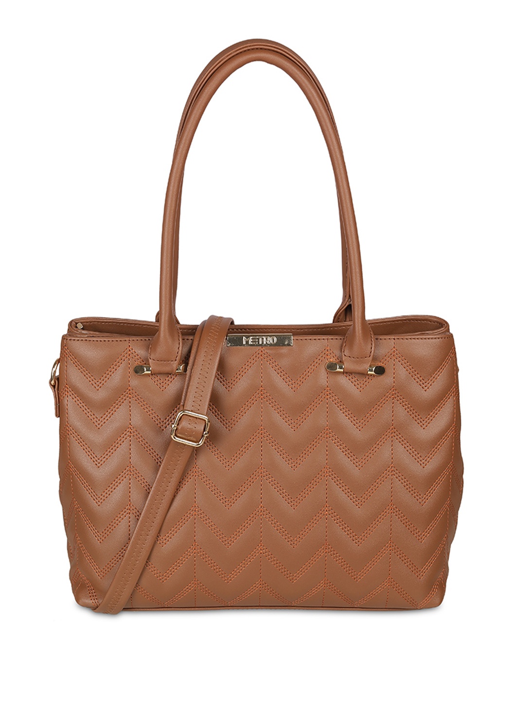 

Metro Women Textured Structured Shoulder Bag, Brown